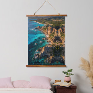 Coastal Serenity from Above Hanging Tapestry