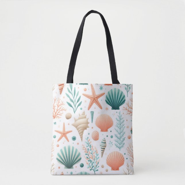 Coastal Shell Art Tote Bag (Front)