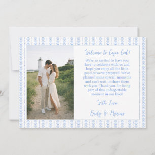 Coastal Shell  Blue Wedding Welcome Bag Card Photo