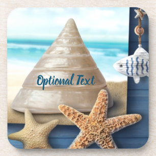 Coastal Shells and Starfish Nautical Custom Coaster