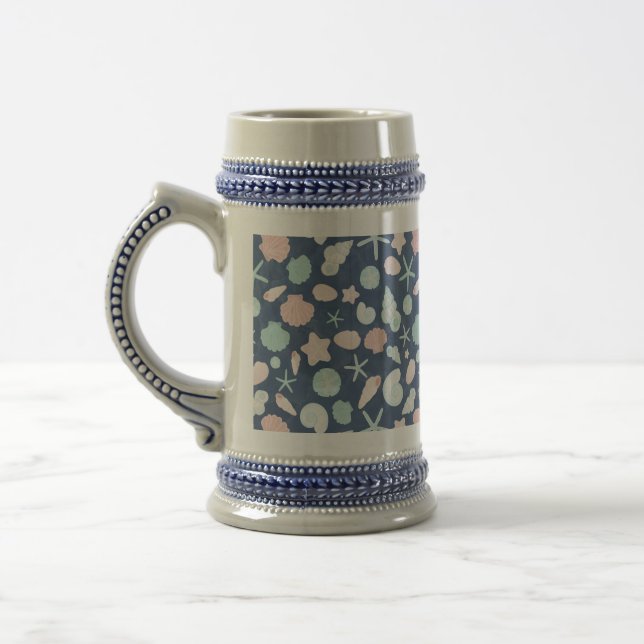 Coastal Shells Beach & Ocean Design Beer Stein (Left)