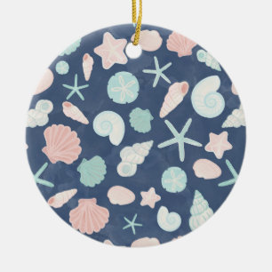 Coastal Shells Beach & Ocean Design Ceramic Ornament