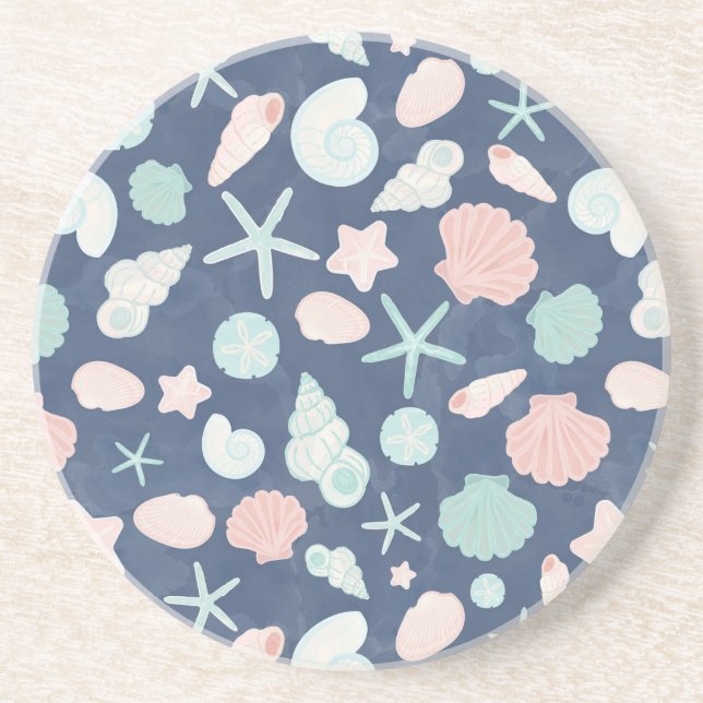Coastal Shells Beach & Ocean Design Coaster (Front)