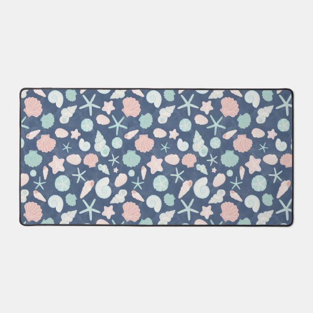 Coastal Shells Beach & Ocean Design Desk Mat (Front)