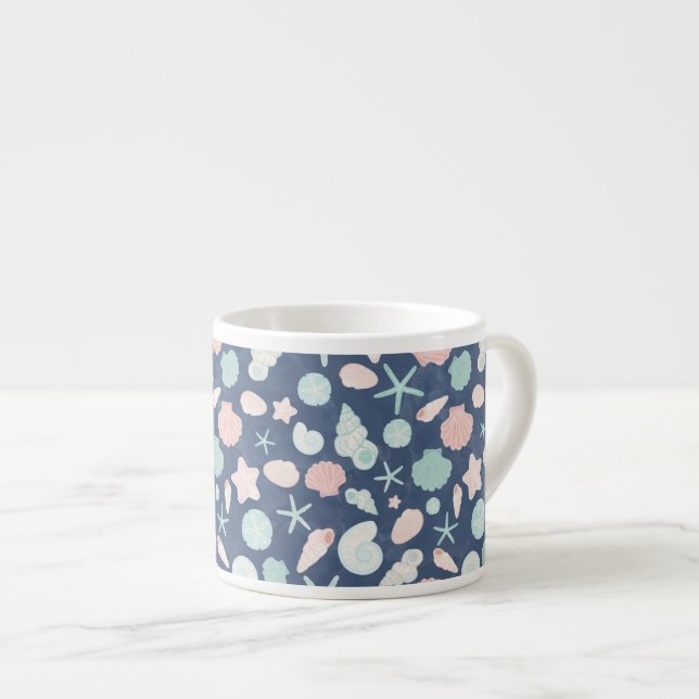 Coastal Shells Beach & Ocean Design Espresso Cup (Front Right)