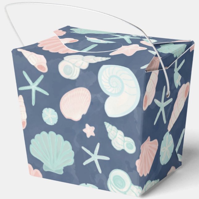 Coastal Shells Beach & Ocean Design Favor Box (Back)