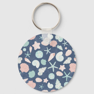 Coastal Shells Beach & Ocean Design Keychain