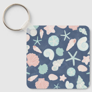 Coastal Shells Beach & Ocean Design Keychain