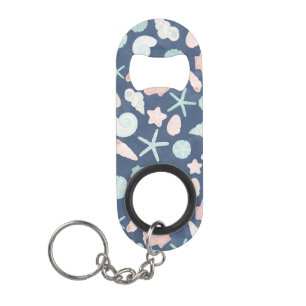 Coastal Shells Beach & Ocean Design Keychain Bottle Opener