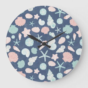 Coastal Shells Beach & Ocean Design Large Clock
