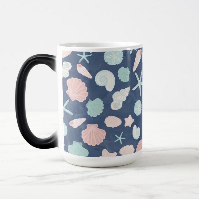 Coastal Shells Beach & Ocean Design Magic Mug (Left)