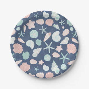 Coastal Shells Beach & Ocean Design Paper Plate