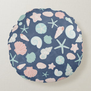 Coastal Shells Beach & Ocean Design Round Pillow