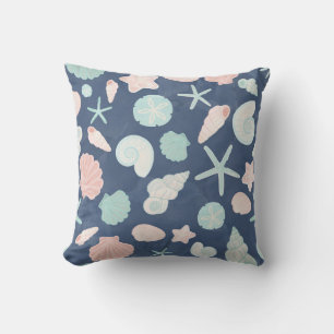 Coastal Shells Beach & Ocean Design Throw Pillow