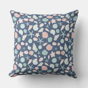 Coastal Shells Beach & Ocean Design Throw Pillow