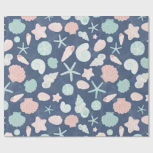 Coastal Shells Beach & Ocean Design Wrapping Paper
