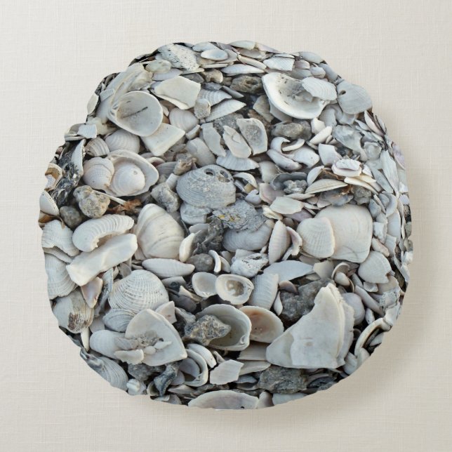 Coastal Shells Round Accent Pillow (Front)