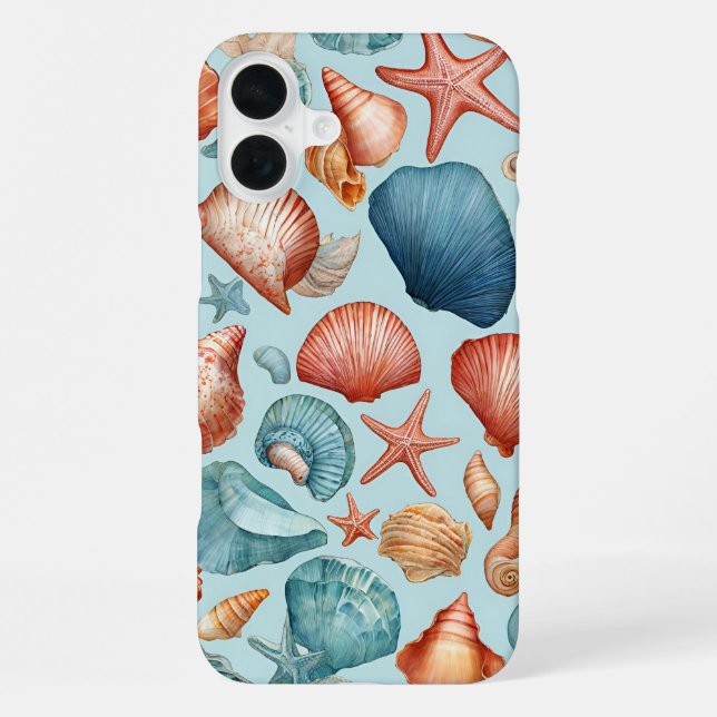 Coastal Shells & Starfish Pattern iPhone Case (Back)