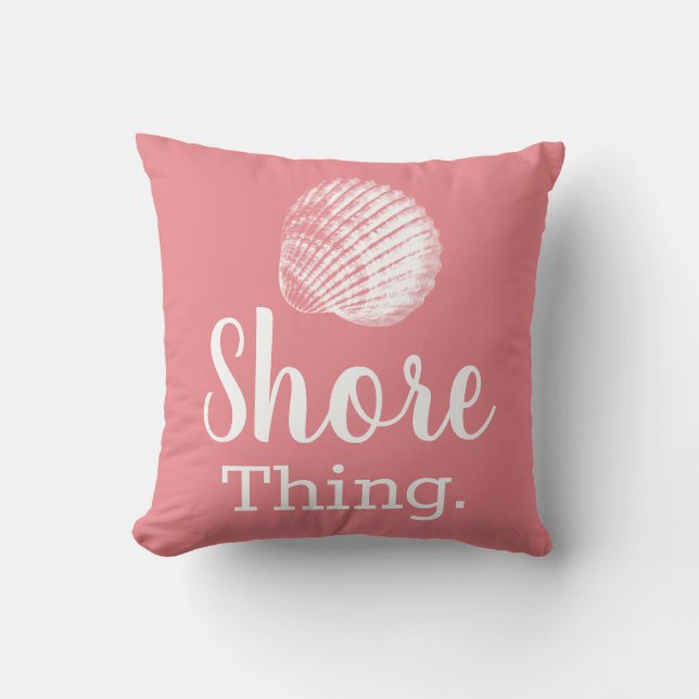 Coastal Shore Thing White Seashell Throw Pillow (Front)