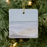 Coastal Shoreline Beach Watercolor Ceramic Ornament<br><div class="desc">Square Shaped Ceramic Christmas Tree Ornament with Coastal Shoreline Beach Watercolor painting artwork design illustration by TheFabricSeal print on demand shop at Zazzle.com #ZazzleMade https://www.zazzle.com/store/thefabricseal If you’re lucky enough to be at the beach, you’re lucky enough. Love this painted image. Mixed media, watercolor, photography and digital graphic design manipulation processes....</div>