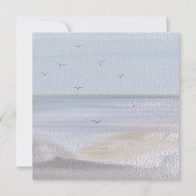 Coastal Shoreline Beach Watercolor Holiday Card (Front)