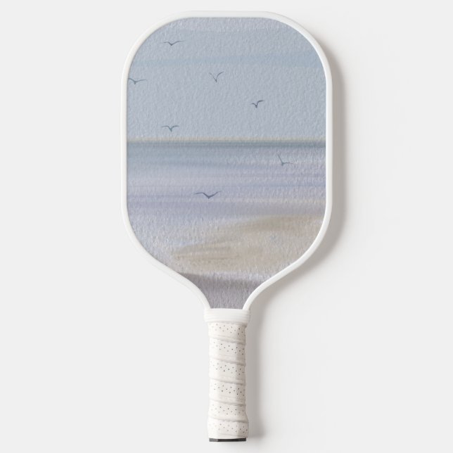 Coastal Shoreline Beach Watercolor Pickleball Paddle (Front)
