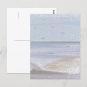 Coastal Shoreline Beach Watercolor Postcard