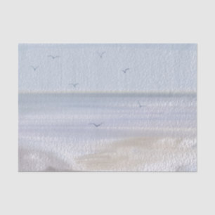 Coastal Shoreline Beach Watercolor Tissue Paper