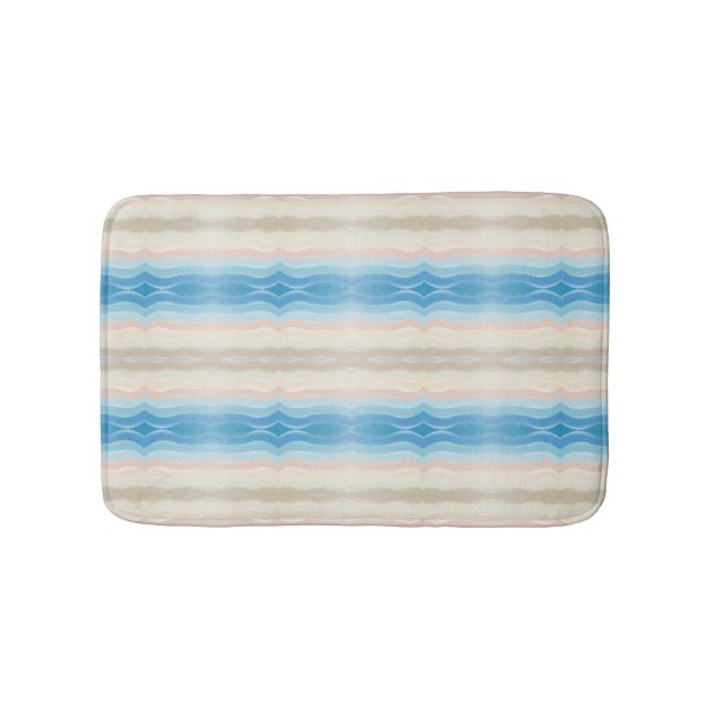 Coastal Shoreline Salty Wavy Repeat Pattern Bath Mat (Front)