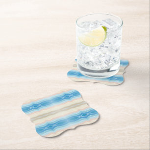 Coastal Shoreline Salty Wavy Repeat Pattern  Paper Coaster