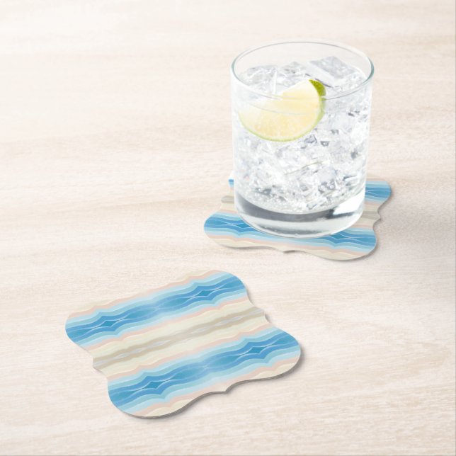 Coastal Shoreline Salty Wavy Repeat Pattern  Paper Coaster (Insitu)