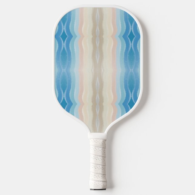 Coastal Shoreline Salty Wavy Repeat Pattern Pickleball Paddle (Front)
