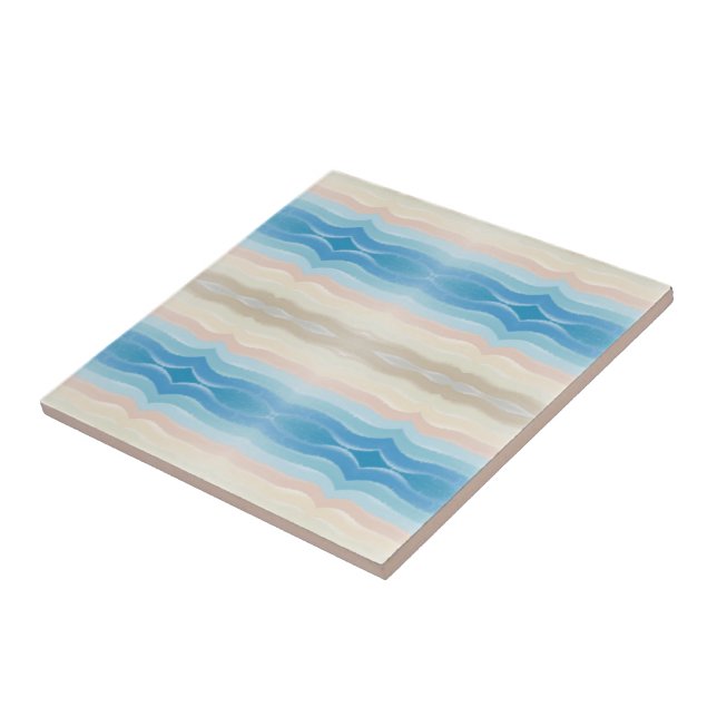 Coastal Shoreline Salty Wavy Repeat Pattern  Tile (Side)