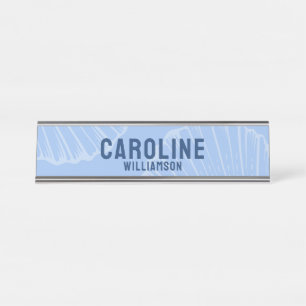 Coastal Simple Modern nautical navy blue seashell Desk Name Plate