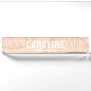 Coastal Simple Modern nautical sea beige seashell Nameplate