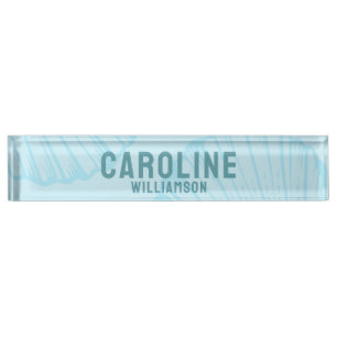 Coastal Simple Modern nautical sea blue seashell Nameplate