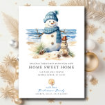 Coastal Snowman Christmas Moving Announcement<br><div class="desc">This festive tropical Christmas moving announcement card features a cute snowman on the beach. The card is perfect for sending to friends and family during the holiday season to let them know about your new address while also incorporating your love of the tropics. The overall design is festive and unique,...</div>