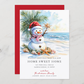 Coastal Snowman Home Sweet Home Card