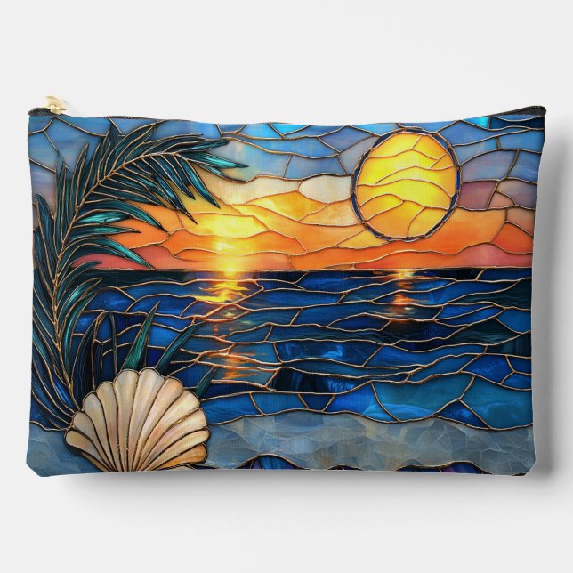 Coastal Stained Glass Zipper Pouch (Front)