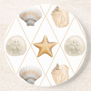 Coastal Starfish and Seashells Coaster