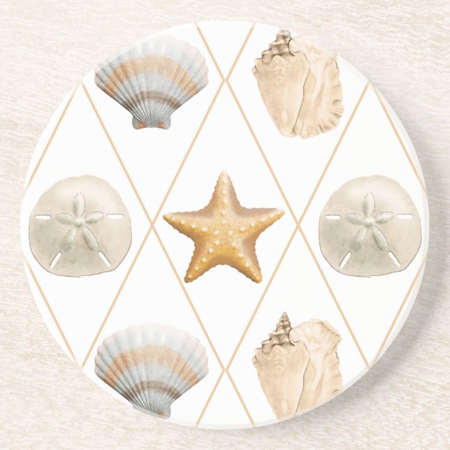 Coastal Starfish and Seashells Coaster (Front)