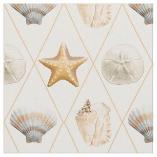 Coastal Starfish and Seashells Fabric