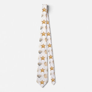 Coastal Starfish and Seashells Tie
