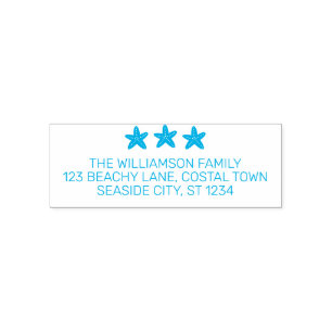 Coastal Starfish Beach Family Return Address Self-inking Stamp