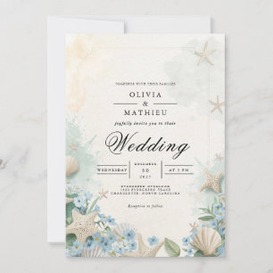 Coastal Starfish Beach Wedding Invitation