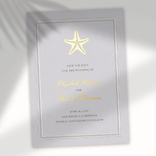 Coastal Starfish Formal Faux Wedding Save The Date