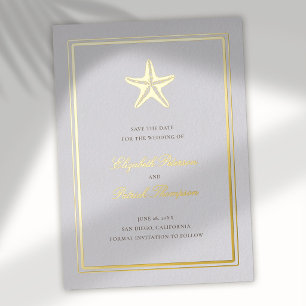 Coastal Starfish Formal Foil Wedding Save The Date