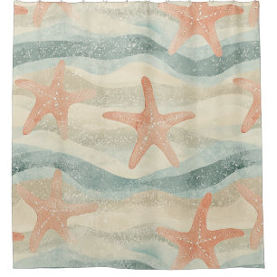 Coastal Starfish on Aqua Sand Waves Pattern (1)