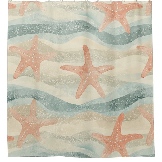 Coastal Starfish on Aqua Sand Waves Pattern (1) (Front)