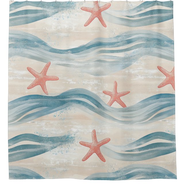 Coastal Starfish on Aqua Sand Waves Pattern (2) (Front)
